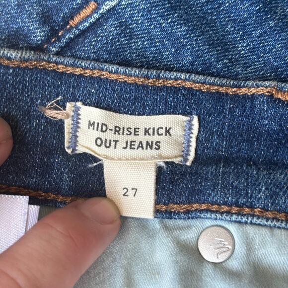 Madewell Mid-Rise Kick Out Jeans Women's 27 Blue Flare Stretch Denim Pants - Picture 6 of 13